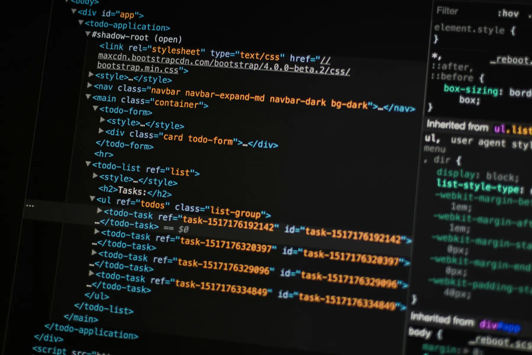 Theme code open on a screen, used for finding which parts of a Shopify theme were customized
